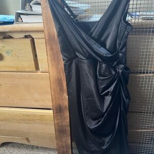 Elegant Black Draped Evening Dress